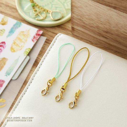 Websters Pages Little Loops Charm Extensions – Gold Mint - CH147GM