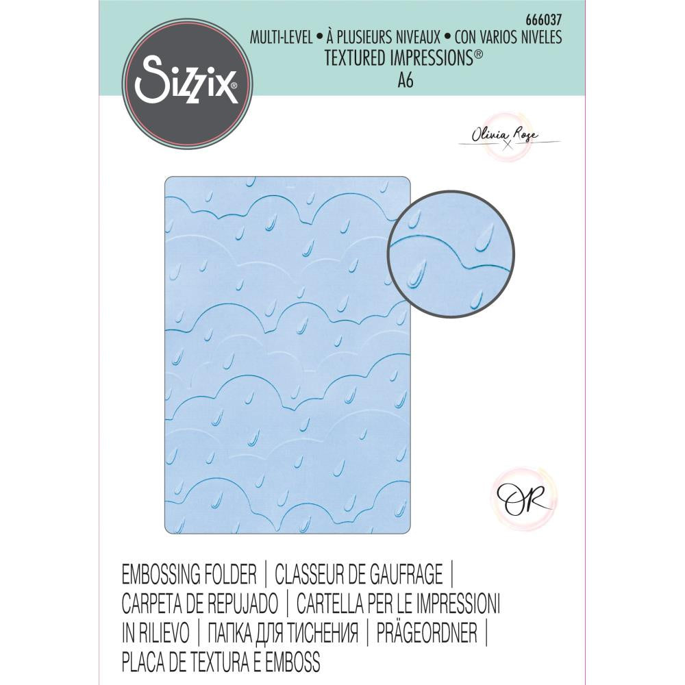 Sizzix Multi-Level Textured Impressions Embossing Folder - Rain Clouds By Olivia Rose - 666037