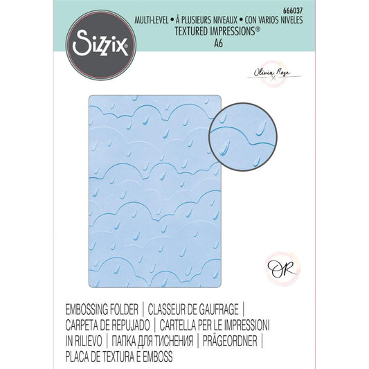 Sizzix Multi-Level Textured Impressions Embossing Folder - Rain Clouds By Olivia Rose - 666037