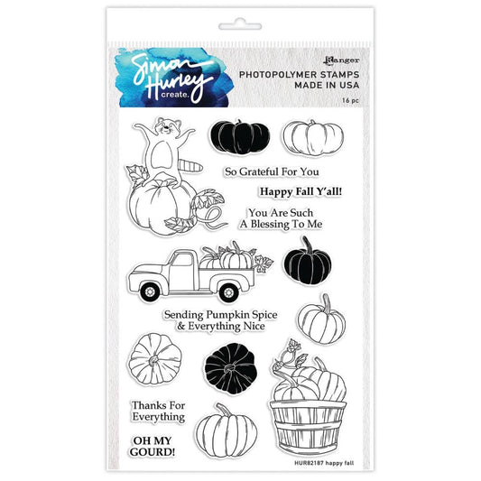 Simon Hurley create. Clear Stamps 6"X9" - Happy Fall - HUR82187