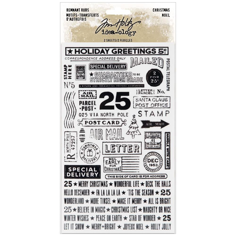 Tim Holtz Idea-Ology Remnant Rubs Stickers 2 Pc -Christmas - TH94296