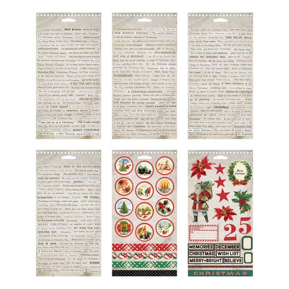 Tim Holtz Idea-Ology Spiral Bound Sticker Book 4.5"X8.5" - Christmas - TH94294